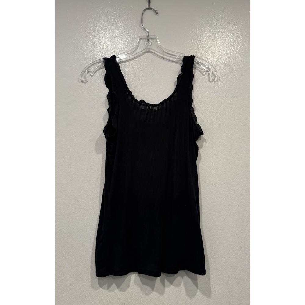 Negative Whipped Flutter Tank In Black Size Medium Scalloped Top